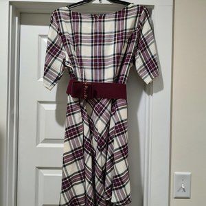 Eshakti Fit & Flare Plaid Dress, Size 20 + Torrid Belt